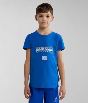 Napapijri Cree Short Sleeve T-Shirt (4-16 YEARS) T-shirts Kinderen Blauw | 5067182-AS