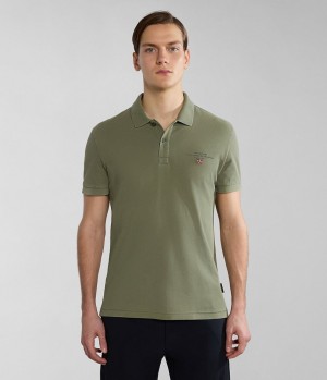 Napapijri Elbas Short Sleeve Pique Polo Shirt Poloshirt Heren Groen | 6784310-PZ