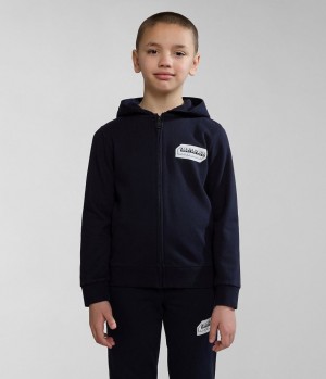 Napapijri Kitik Full-Zip Hoodie (4-16 YEARS) Sweatshirts Kinderen Donkerblauw | 1796280-JR