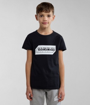 Napapijri Kitik Short Sleeve T-Shirt (4-16 YEARS) T-shirts Kinderen Zwart | 5613097-VC