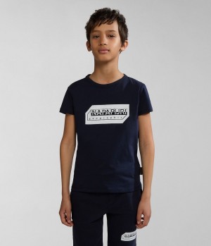 Napapijri Kitik Short Sleeve T-Shirt (4-16 YEARS) T-shirts Kinderen Donkerblauw | 6493071-YC