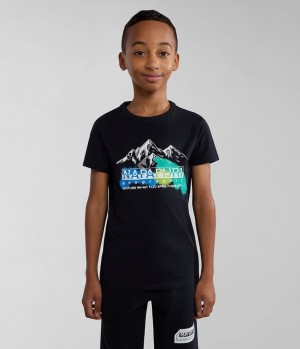 Napapijri Liard Short Sleeve T-Shirt (4-16 YEARS) T-shirts Kinderen Zwart | 5738214-OK