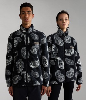 Napapijri Paisley Full-Zip Fleece Vlies Dames Zwart | 9082631-QH