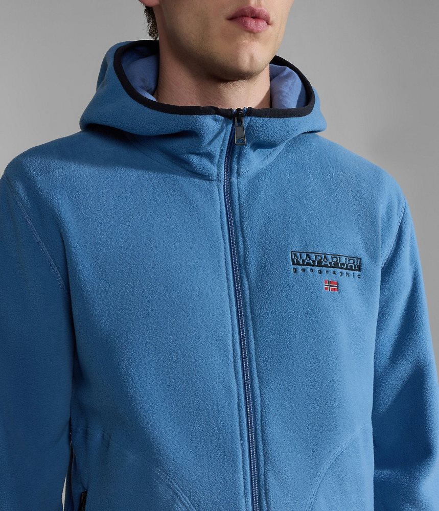 Napapijri Ayas Full-Zip Fleece Hoodie Vlies Heren Blauw | 9430821-LR