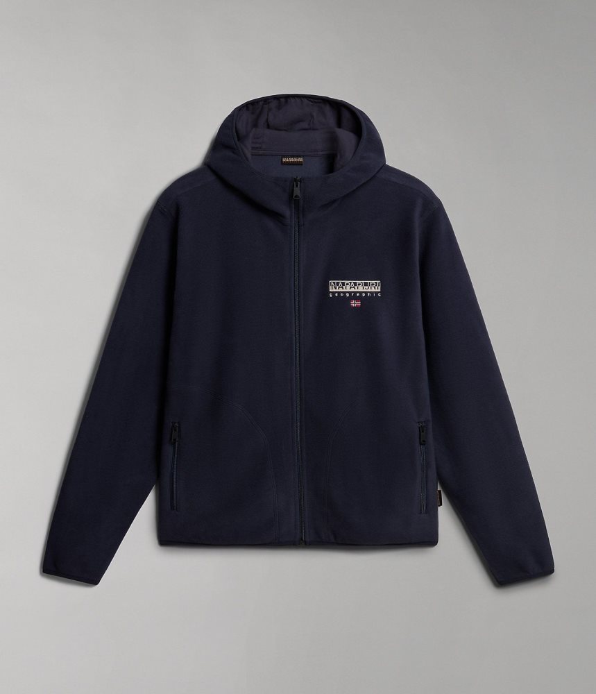 Napapijri Ayas Full-Zip Fleece Hoodie Vlies Heren Donkerblauw | 5461379-LM