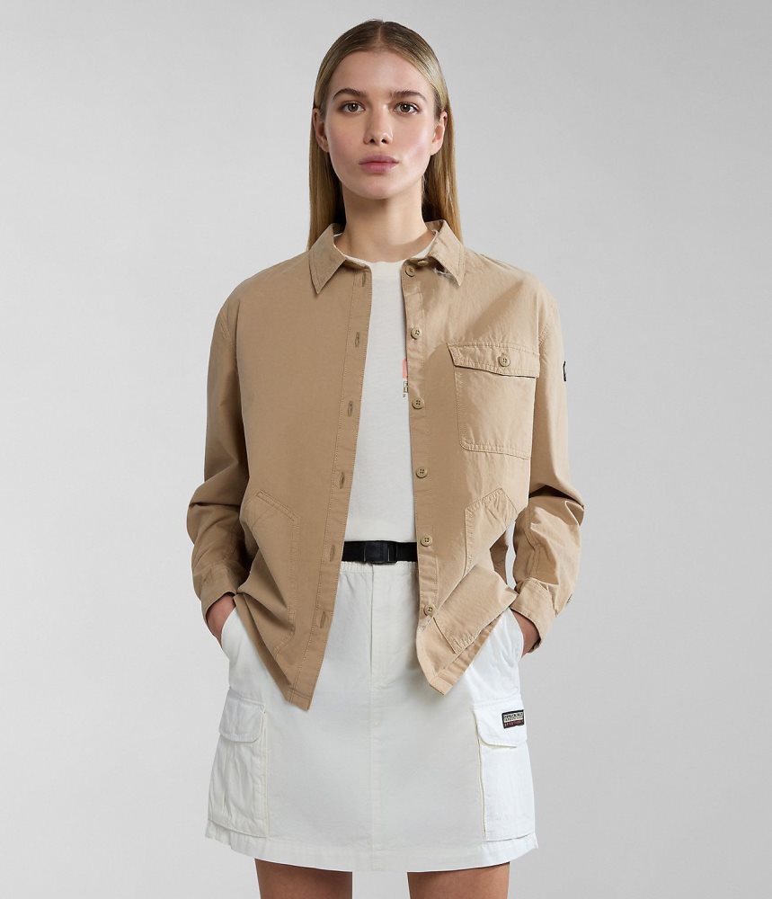 Napapijri Boyd Overshirt Jacket Short Jackets Dames Beige | 2937408-AZ