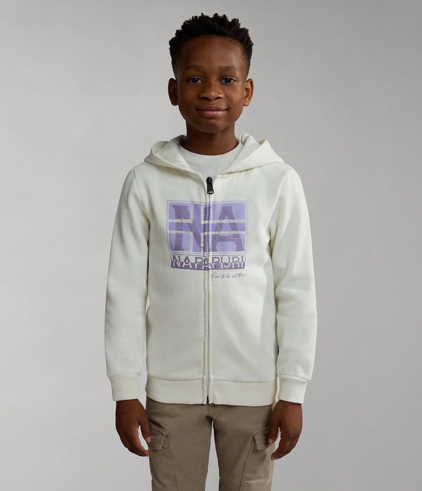 Napapijri Brunt Full-Zip Hoodie (4-16 YEARS) Sweatshirts Kinderen Wit | 3854672-KY