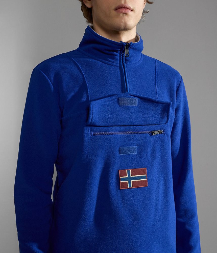 Napapijri Burgee Half-Zip Fleece Vlies Heren Blauw | 4639217-GO