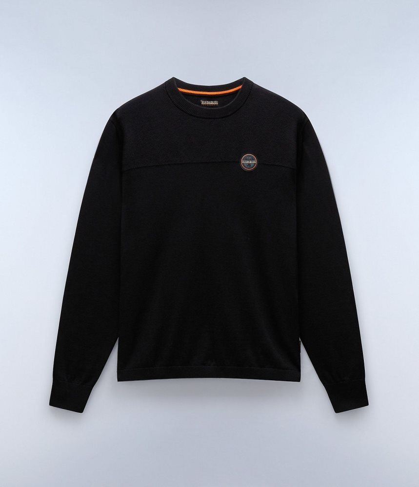 Napapijri Derri Crew Neck Jumper Jumpers Heren Zwart | 3067418-NX