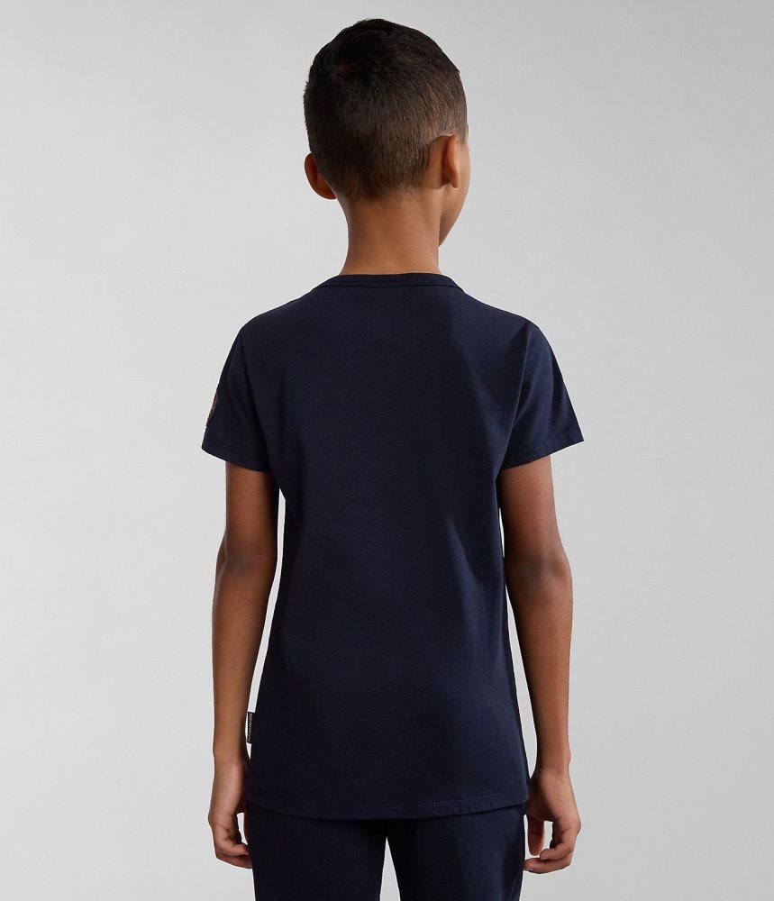 Napapijri Hudson Short Sleeve T-Shirt (4-16 YEARS) T-shirts Kinderen Donkerblauw | 8792506-FM