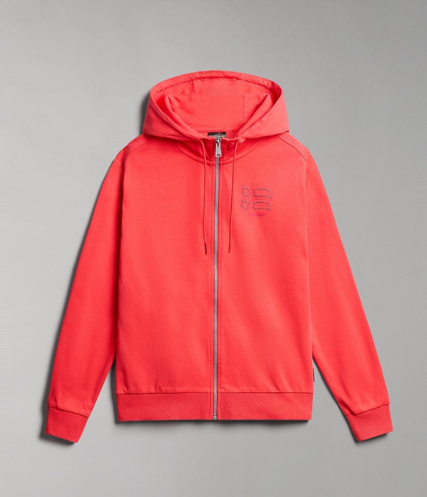 Napapijri Ibarra Full-Zip Hoodie Sweatshirts Dames Rood | 9028537-WU