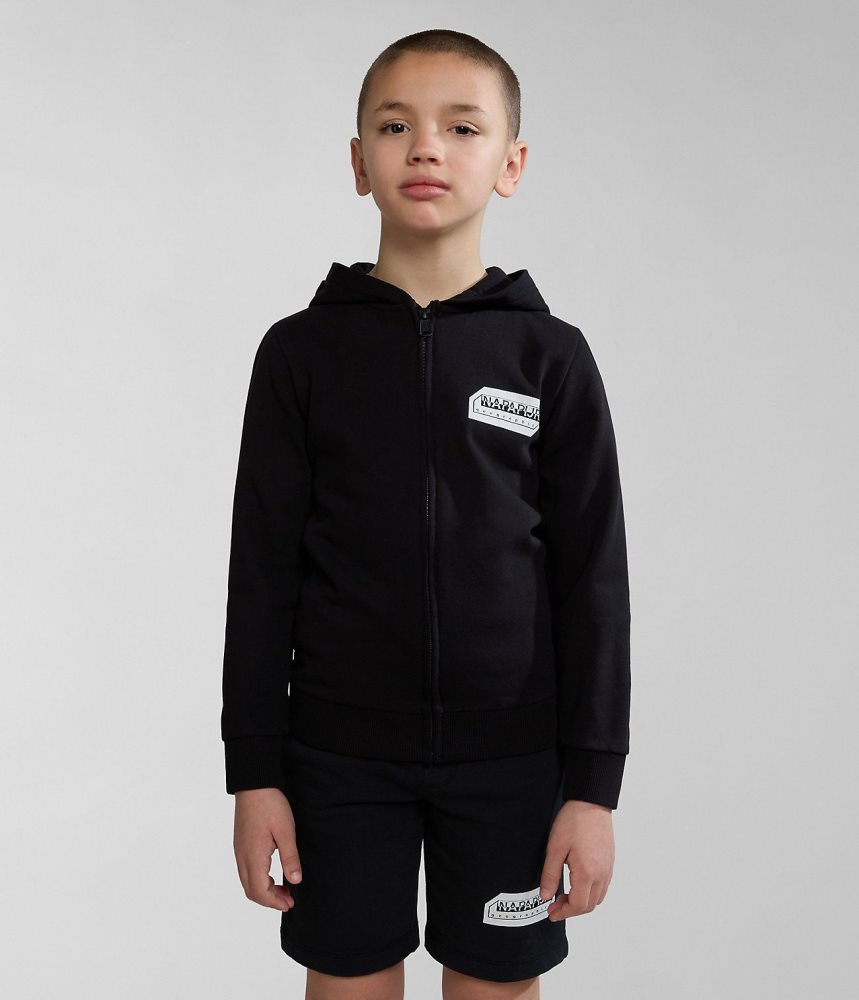 Napapijri Kitik Full-Zip Hoodie (4-16 YEARS) Hoodie Kinderen Zwart | 1053698-XJ