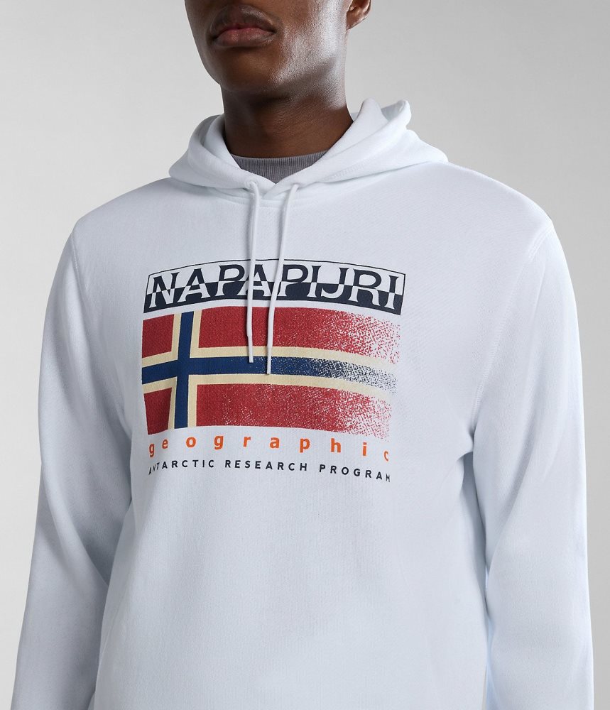 Napapijri Kreis Hoodie Hoodie Heren Wit | 8593071-GJ