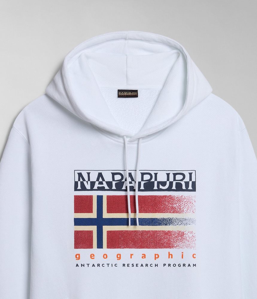 Napapijri Kreis Hoodie Hoodie Heren Wit | 8593071-GJ