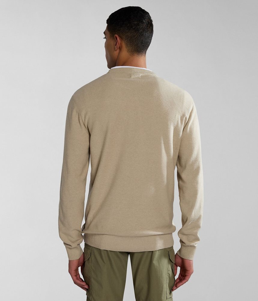 Napapijri Linen Jumper Jumpers Heren Beige | 7642931-XU