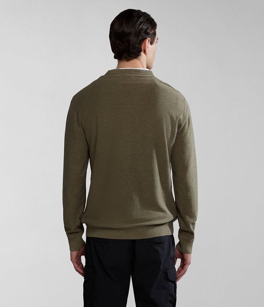 Napapijri Linen Jumper Jumpers Heren Groen | 5012843-YK