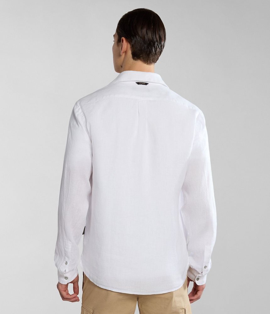 Napapijri Linen Long Sleeve Shirt Overhemd Heren Wit | 5832416-NX