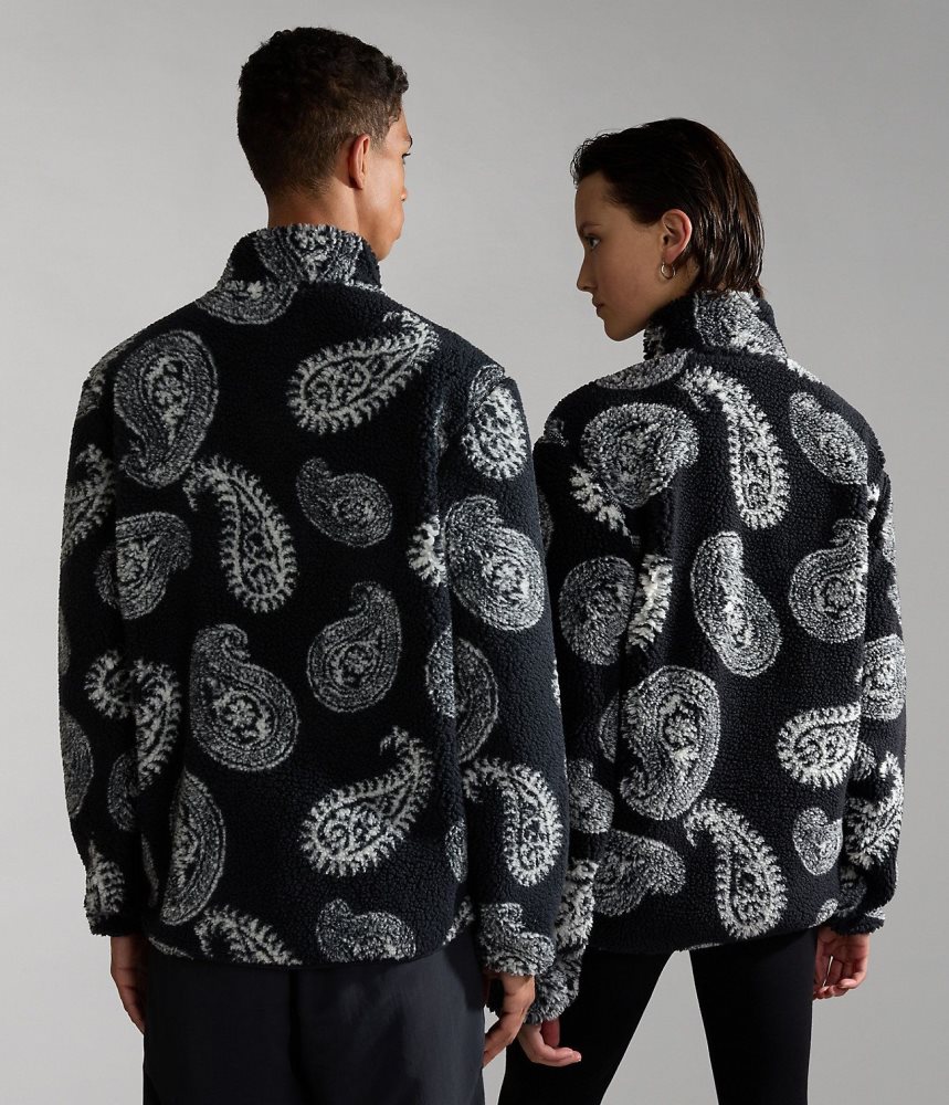 Napapijri Paisley Full-Zip Fleece Vlies Dames Zwart | 9082631-QH