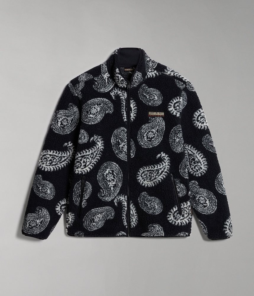 Napapijri Paisley Full-Zip Fleece Vlies Dames Zwart | 9082631-QH