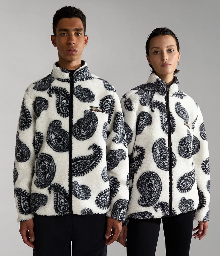 Napapijri Paisley Full-Zip Fleece Vlies Heren Wit | 8651402-KH