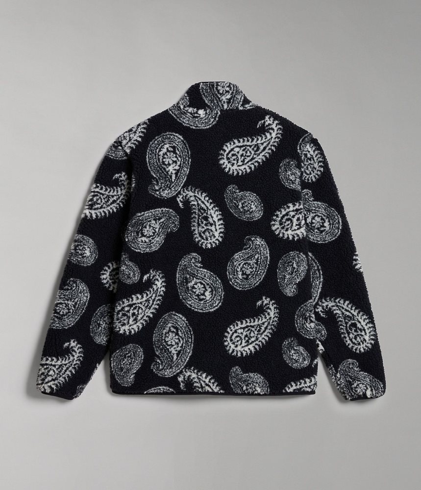 Napapijri Paisley Full-Zip Fleece Vlies Heren Zwart | 4153026-TG