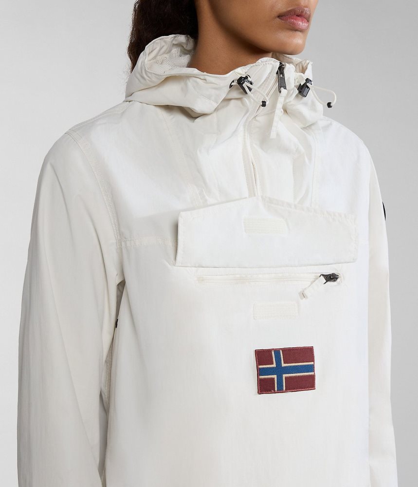 Napapijri Rainforest Pocket Summer Anorak Jacket Regenjassen Dames Wit | 1745062-WE