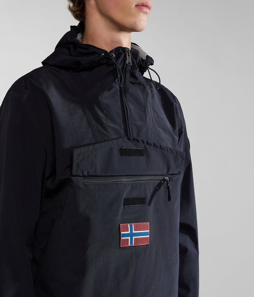 Napapijri Rainforest Summer Anorak Jacket Regenjassen Heren Zwart | 9465201-NQ