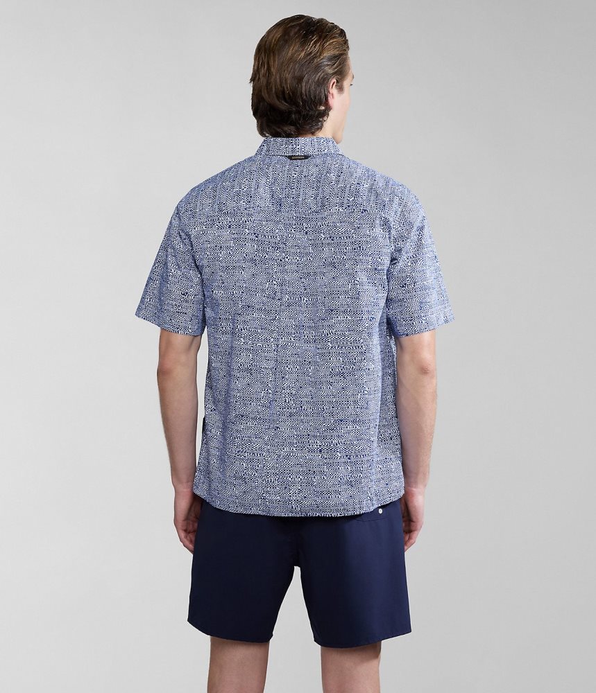 Napapijri Ronge Short Sleeve Shirt Overhemd Heren Blauw | 3745196-DZ