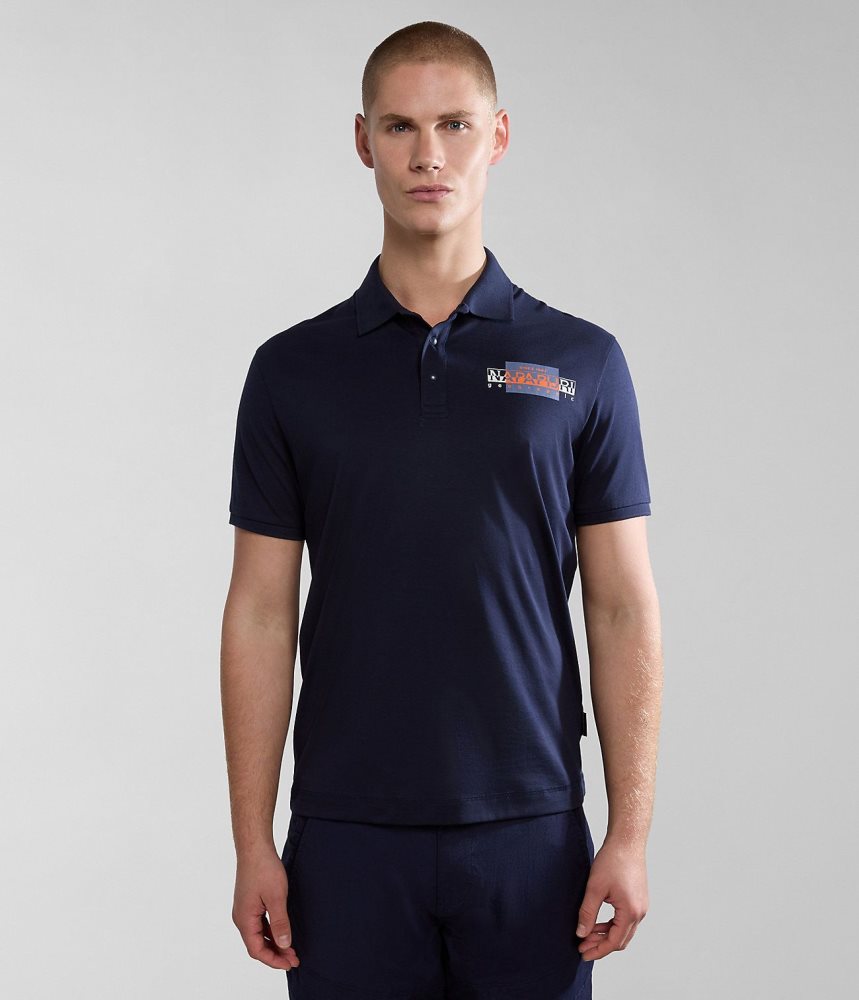 Napapijri Smallwood Short Sleeve Polo Shirt Poloshirt Heren Donkerblauw | 5174396-FC