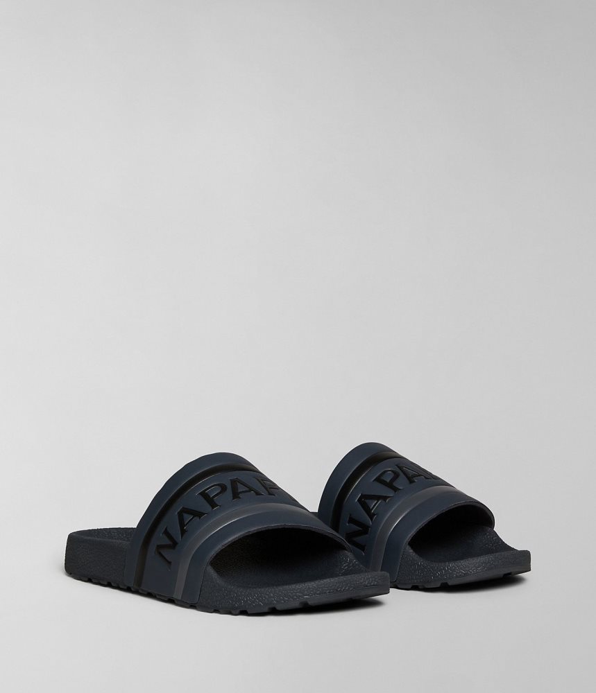 Napapijri Stream Sliders Badslippers Heren Zwart | 8763950-PI