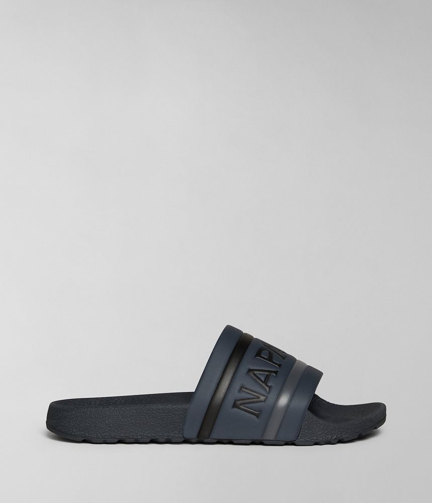 Napapijri Stream Sliders Badslippers Heren Zwart | 8763950-PI