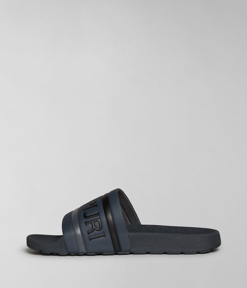 Napapijri Stream Sliders Badslippers Heren Zwart | 8763950-PI