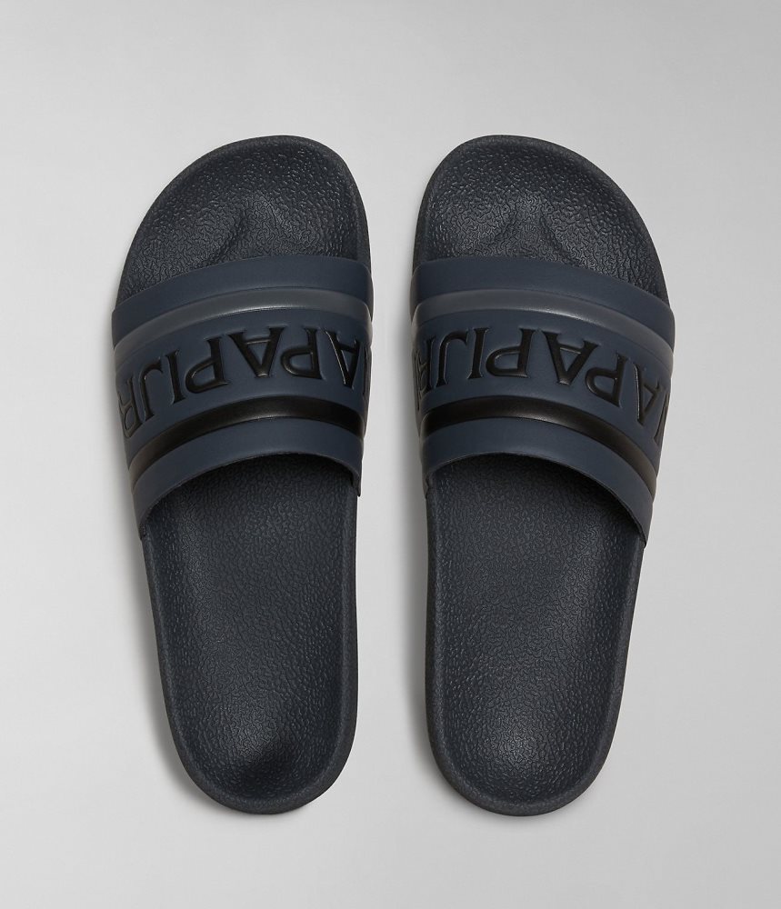 Napapijri Stream Sliders Badslippers Heren Zwart | 8763950-PI