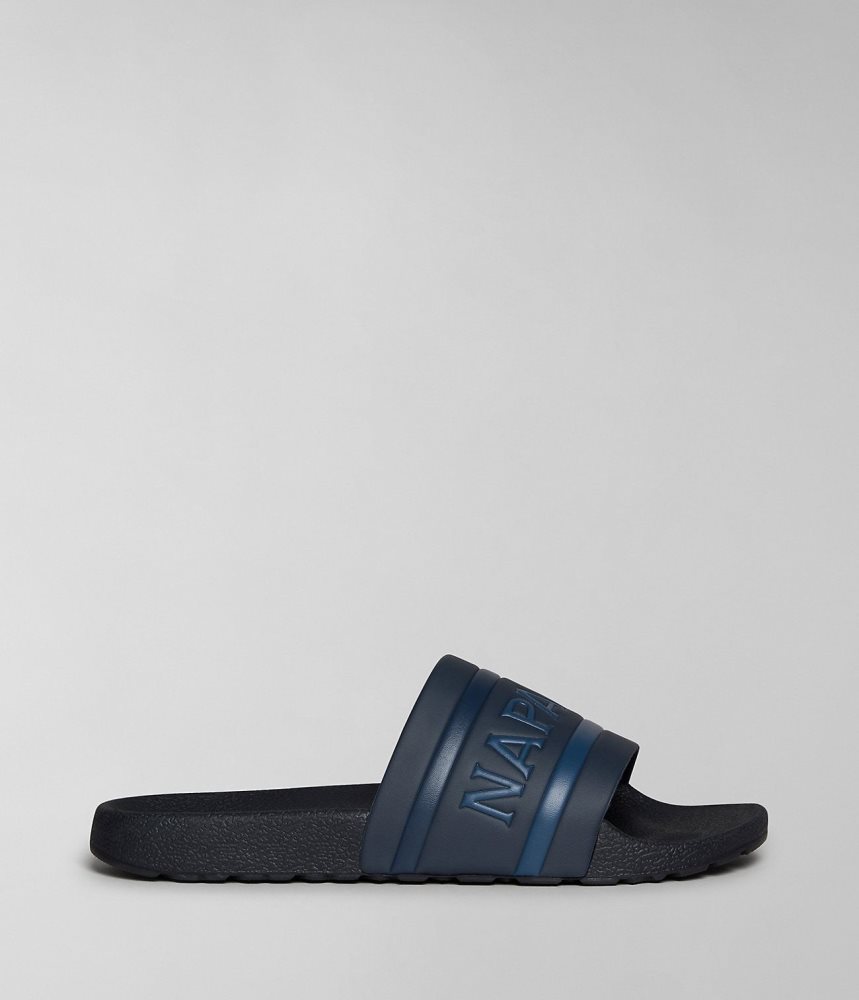 Napapijri Stream Sliders Badslippers Heren Donkerblauw | 1328064-UK