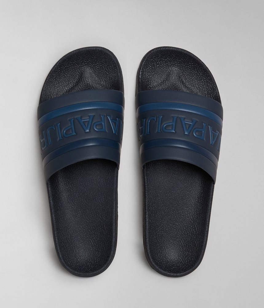 Napapijri Stream Sliders Badslippers Heren Donkerblauw | 1328064-UK